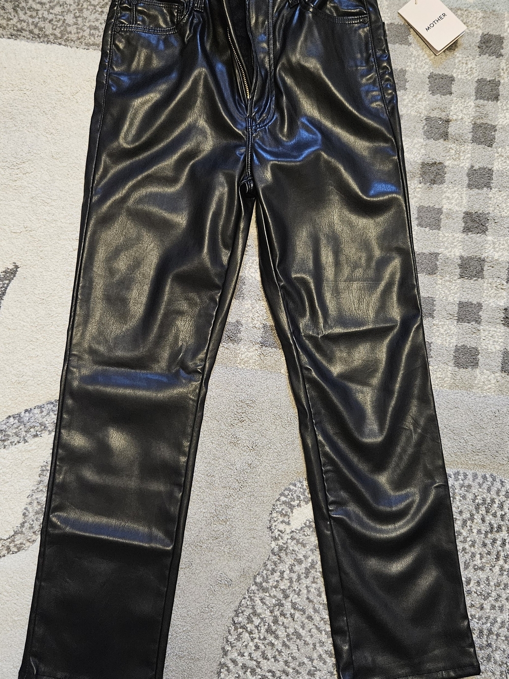 MOTHER High Rise Rider Ankle Faux Leather - Picture 2 of 5
